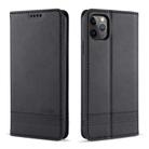For iPhone 12 / 12 Pro AZNS Magnetic Calf Texture Horizontal Flip Leather Case with Card Slots & Holder & Wallet(Black) - 1