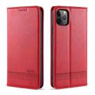 For iPhone 12 / 12 Pro AZNS Magnetic Calf Texture Horizontal Flip Leather Case with Card Slots & Holder & Wallet(Red) - 1