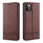 For iPhone 12 mini AZNS Magnetic Calf Texture Horizontal Flip Leather Case with Card Slots & Holder & Wallet(Dark Brown) - 1