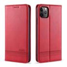 For iPhone 12 mini AZNS Magnetic Calf Texture Horizontal Flip Leather Case with Card Slots & Holder & Wallet(Red) - 1