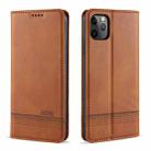 For iPhone 11 Pro Max AZNS Magnetic Calf Texture Horizontal Flip Leather Case with Card Slots & Holder & Wallet(Light Brown) - 1