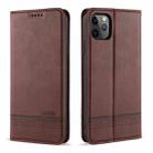 For iPhone 11 Pro AZNS Magnetic Calf Texture Horizontal Flip Leather Case with Card Slots & Holder & Wallet(Dark Brown) - 1