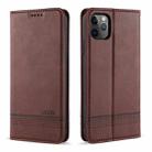 For iPhone 11 AZNS Magnetic Calf Texture Horizontal Flip Leather Case with Card Slots & Holder & Wallet(Dark Brown) - 1