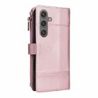 For Samsung Galaxy S24 / S25 5G Crossbody Strap RFID Blocking Zipper Wallet Leather Phone Case(Rose Gold) - 3