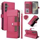 For Samsung Galaxy S24 / S25 5G Crossbody Strap RFID Blocking Zipper Wallet Leather Phone Case(Red) - 1