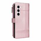 For Samsung Galaxy S23 5G Crossbody Strap RFID Blocking Zipper Wallet Leather Phone Case(Rose Gold) - 3