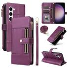 For Samsung Galaxy S23 5G Crossbody Strap RFID Blocking Zipper Wallet Leather Phone Case(Purple) - 1