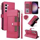 For Samsung Galaxy S23 5G Crossbody Strap RFID Blocking Zipper Wallet Leather Phone Case(Red) - 1