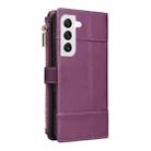 For Samsung Galaxy S22 5G Crossbody Strap RFID Blocking Zipper Wallet Leather Phone Case(Purple) - 3