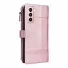 For Samsung Galaxy S21 5G Crossbody Strap RFID Blocking Zipper Wallet Leather Phone Case(Rose Gold) - 3