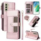 For Samsung Galaxy S21+ 5G Crossbody Strap RFID Blocking Zipper Wallet Leather Phone Case(Rose Gold) - 1