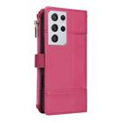 For Samsung Galaxy S21 Ultra 5G Crossbody Strap RFID Blocking Zipper Wallet Leather Phone Case(Red) - 3