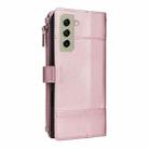 For Samsung Galaxy S22+ 5G Crossbody Strap RFID Blocking Zipper Wallet Leather Phone Case(Rose Gold) - 3