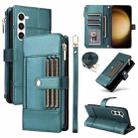 For Samsung Galaxy S23+ 5G Crossbody Strap RFID Blocking Zipper Wallet Leather Phone Case(Green) - 1