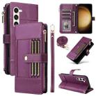 For Samsung Galaxy S23+ 5G Crossbody Strap RFID Blocking Zipper Wallet Leather Phone Case(Purple) - 1