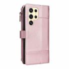 For Samsung Galaxy S23 Ultra 5G Crossbody Strap RFID Blocking Zipper Wallet Leather Phone Case(Rose Gold) - 3