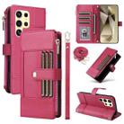 For Samsung Galaxy S23 Ultra 5G Crossbody Strap RFID Blocking Zipper Wallet Leather Phone Case(Red) - 1
