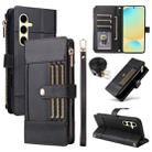 For Samsung Galaxy S24 FE 5G Crossbody Strap RFID Blocking Zipper Wallet Leather Phone Case(Black) - 1