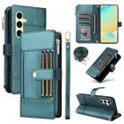 For Samsung Galaxy S24 FE 5G Crossbody Strap RFID Blocking Zipper Wallet Leather Phone Case(Green) - 1