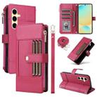 For Samsung Galaxy S24 FE 5G Crossbody Strap RFID Blocking Zipper Wallet Leather Phone Case(Red) - 1