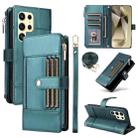 For Samsung Galaxy S24 Ultra 5G Crossbody Strap RFID Blocking Zipper Wallet Leather Phone Case(Green) - 1