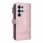 For Samsung Galaxy S25 Ultra 5G Crossbody Strap RFID Blocking Zipper Wallet Leather Phone Case(Rose Gold) - 3