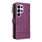 For Samsung Galaxy S25 Ultra 5G Crossbody Strap RFID Blocking Zipper Wallet Leather Phone Case(Purple) - 3