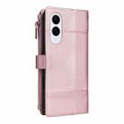 For Samsung Galaxy S25 Edge 5G Crossbody Strap RFID Blocking Zipper Wallet Leather Phone Case(Rose Gold) - 3