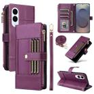 For Samsung Galaxy S25 Edge 5G Crossbody Strap RFID Blocking Zipper Wallet Leather Phone Case(Purple) - 1