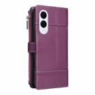 For Samsung Galaxy S25 Edge 5G Crossbody Strap RFID Blocking Zipper Wallet Leather Phone Case(Purple) - 3