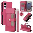 For Samsung Galaxy S25 Edge 5G Crossbody Strap RFID Blocking Zipper Wallet Leather Phone Case(Red) - 1