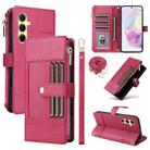 For Samsung Galaxy A35 5G Crossbody Strap RFID Blocking Zipper Wallet Leather Phone Case(Red) - 1