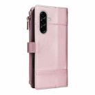 For Samsung Galaxy A56 5G Crossbody Strap RFID Blocking Zipper Wallet Leather Phone Case(Rose Gold) - 3