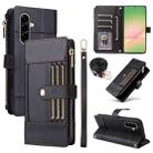 For Samsung Galaxy A56 5G Crossbody Strap RFID Blocking Zipper Wallet Leather Phone Case(Black) - 1