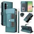 For Samsung Galaxy A56 5G Crossbody Strap RFID Blocking Zipper Wallet Leather Phone Case(Green) - 1