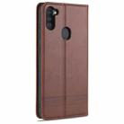 For Samsung Galaxy A11 AZNS Magnetic Calf Texture Horizontal Flip Leather Case with Card Slots & Holder & Wallet(Dark Brown) - 3