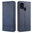 For Samsung Galaxy A21s AZNS Magnetic Calf Texture Horizontal Flip Leather Case with Card Slots & Holder & Wallet(Dark Blue) - 1