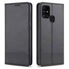 For Samsung Galaxy A21s AZNS Magnetic Calf Texture Horizontal Flip Leather Case with Card Slots & Holder & Wallet(Black) - 1