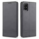 For Samsung Galaxy A71 AZNS Magnetic Calf Texture Horizontal Flip Leather Case with Card Slots & Holder & Wallet(Black) - 1