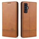 For vivo X50 / X50 Pro AZNS Magnetic Calf Texture Horizontal Flip Leather Case with Card Slots & Holder & Wallet(Light Brown) - 1