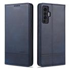 For vivo X50 / X50 Pro AZNS Magnetic Calf Texture Horizontal Flip Leather Case with Card Slots & Holder & Wallet(Dark Blue) - 1