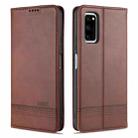 For Huawei Honor V30 AZNS Magnetic Calf Texture Horizontal Flip Leather Case with Card Slots & Holder & Wallet(Dark Brown) - 1