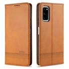 For Huawei Honor V30 AZNS Magnetic Calf Texture Horizontal Flip Leather Case with Card Slots & Holder & Wallet(Light Brown) - 1