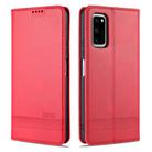 For Huawei Honor V30 AZNS Magnetic Calf Texture Horizontal Flip Leather Case with Card Slots & Holder & Wallet(Red) - 1