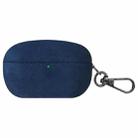 For Sony WF-1000XM5 Turned Fur Leather Earphone Case with Hook(Blue) - 1