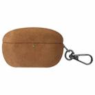 For Sony WF-1000XM5 Turned Fur Leather Earphone Case with Hook(Yellow) - 1