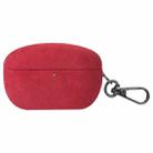 For Sony WF-1000XM5 Turned Fur Leather Earphone Case with Hook(Red) - 1