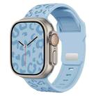 For Apple Watch 46mm / 49mm / 45mm / 44mm Buckle Concave Leopard Silicone Watch Band(Light Blue) - 1