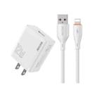 US Plug WK WP-U76 Kinkong 12W USB Charger Set(with 8 Pin Cable) - 1