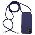 For iPhone 12 mini Candy Colors TPU Protective Case with Lanyard(Dark Blue) - 1